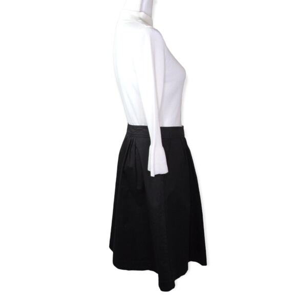 Trina Turk Women's Button Front Aline Skirt Size 8 Black Cotton Spandex Pleated - Picture 4 of 12